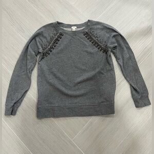 J.Crew Gray Embellished Sweatshirt